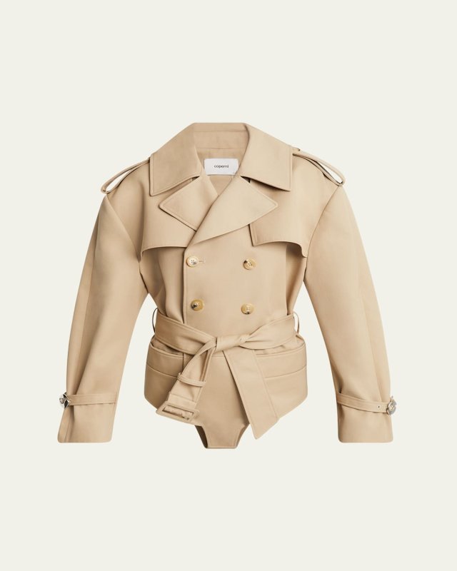 Belted Double-Breast Bodysuit Trench Coat
